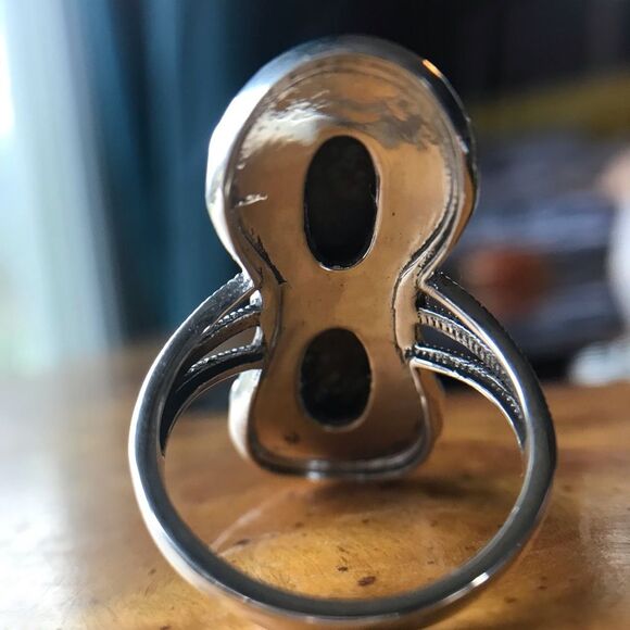 Natural Royston Blue Horizon Turquoise Sterling Silver Horseshoe Ring Size 9 - Picture 7 of 9